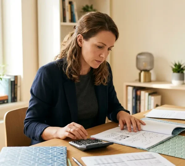 Entrepreneur analysant ses calculs fiscaux entre cotisations sociales et prélèvement libératoire