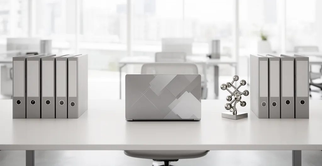 Vue moderne d'un bureau administratif numérique symbolisant la transition vers le Registre National des Entreprises