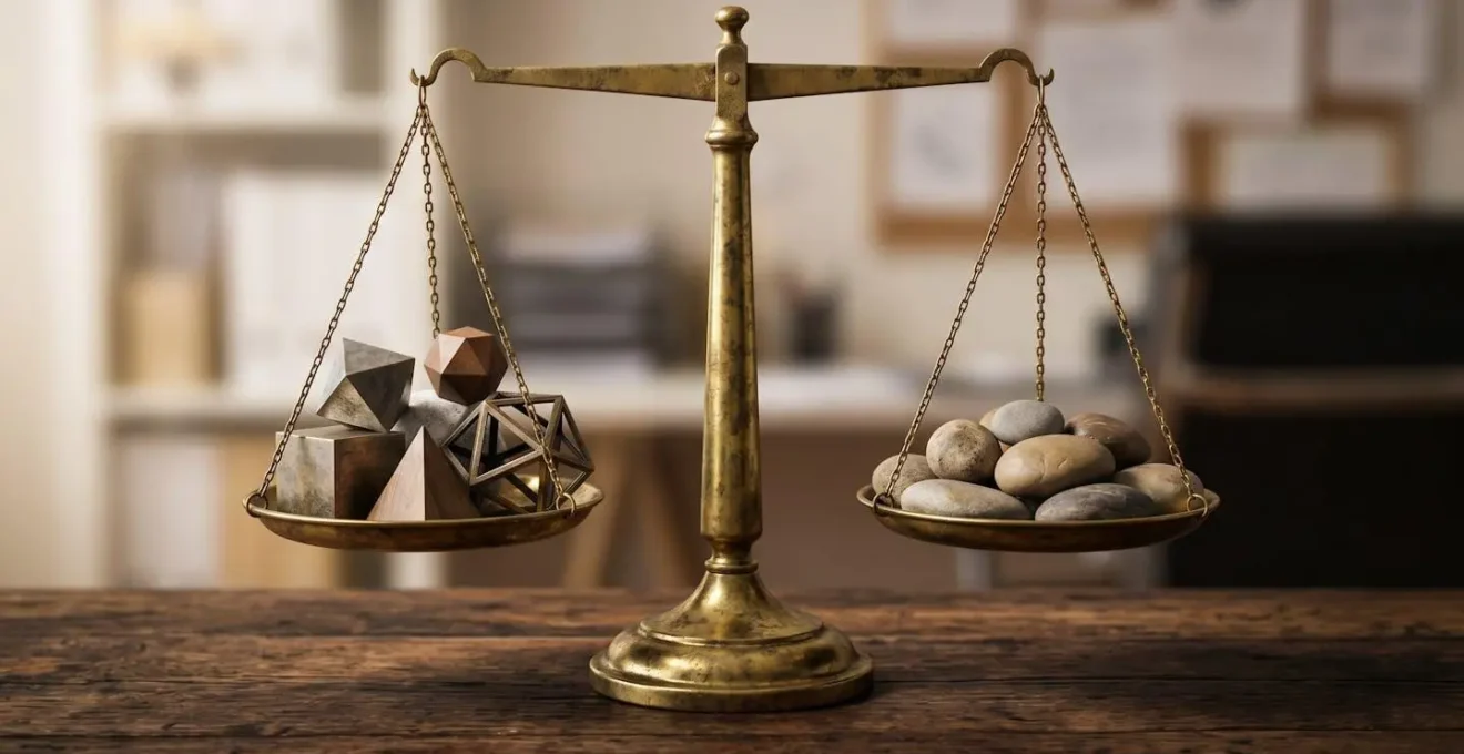 Balance symbolique équilibrant les avantages du portage salarial versus création d’entreprise