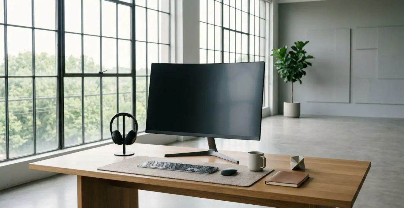 Espace de travail moderne d'un entrepreneur avec équipements professionnels
