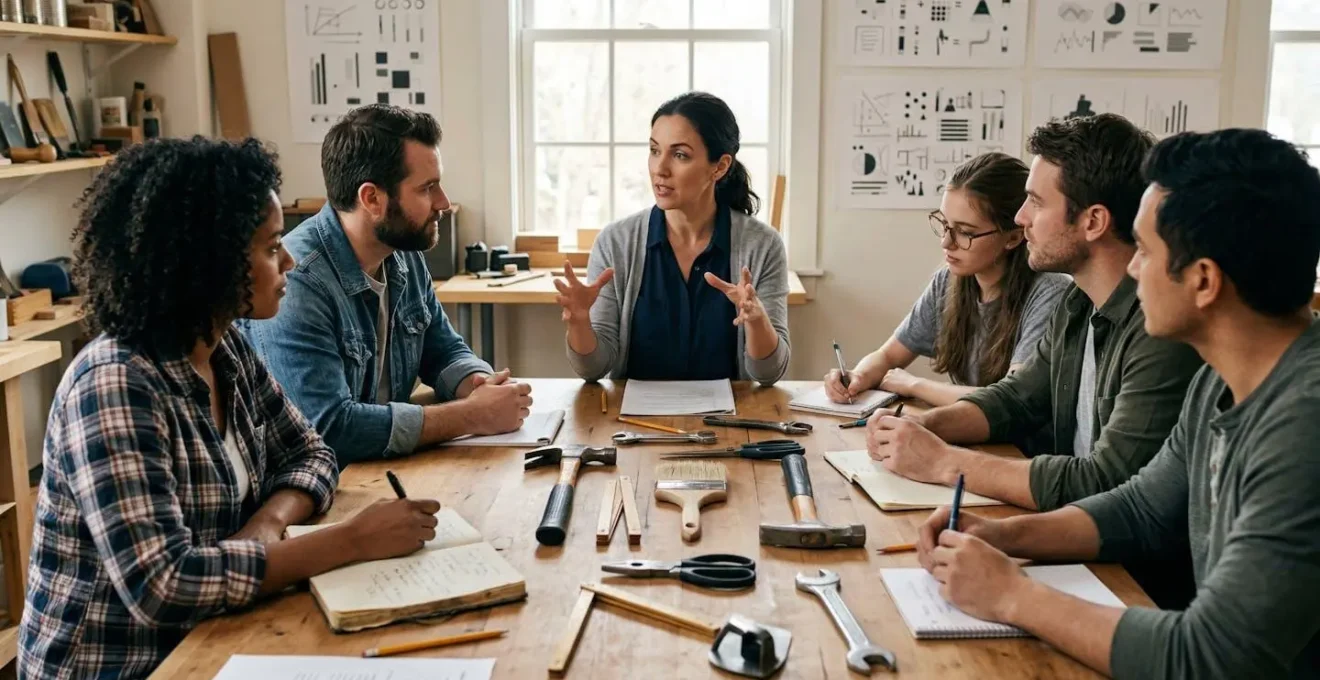 Groupe d'artisans en formation dans une salle de la CMA