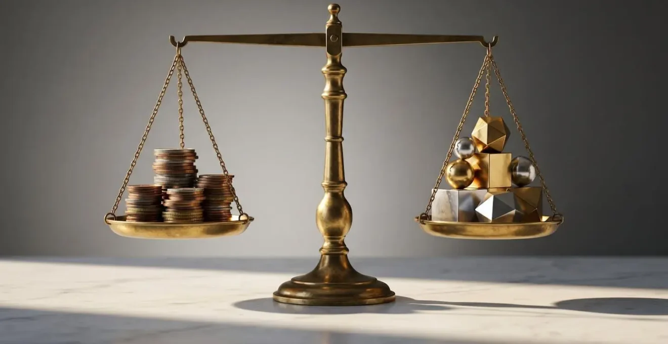 Balance symbolique équilibrant le coût des frais de gestion et la valeur des services en portage salarial